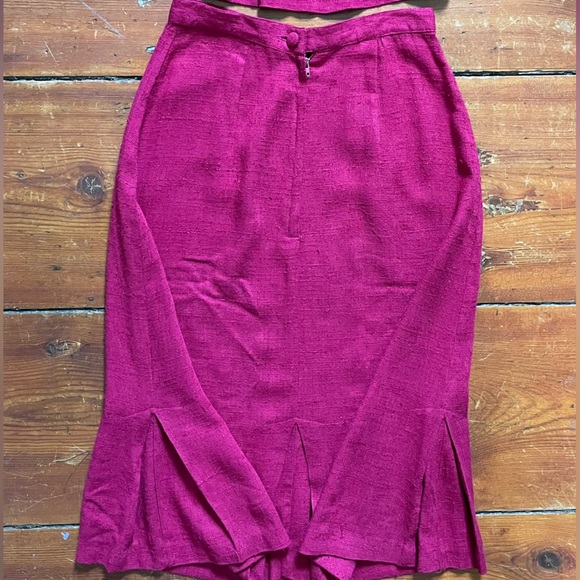 Vintage Red Flax Rayon matched set XS - Picture 5 of 8